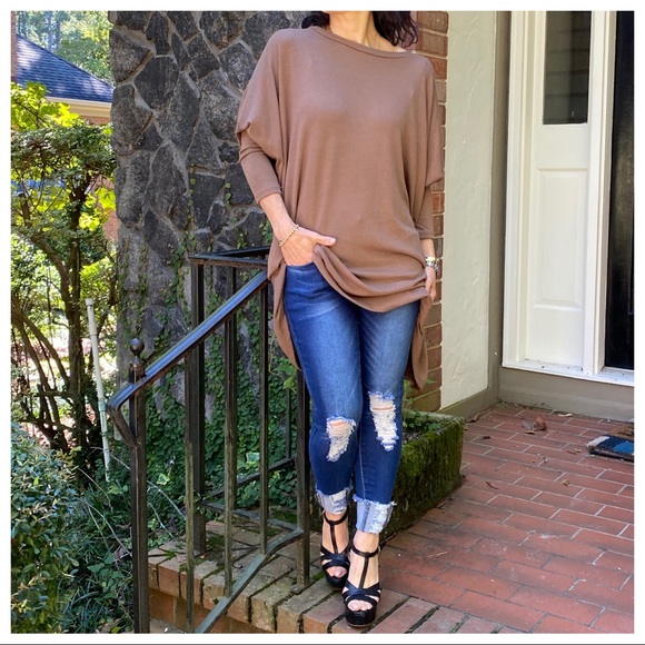 OVERSIZED LOOSE FIT DARK MOCHA KNIT SWEATER - Picture 2 of 9